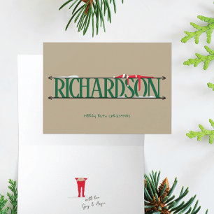 Elf Shenanigans Name Sign Green & Tan Folded Card