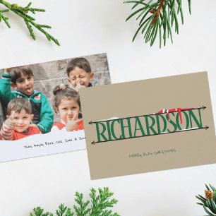 Elf Shenanigans Name Sign Photo Christmas Card