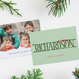 Elf Shenanigans Name Sign Photo Christmas Card
