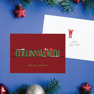 Elf Shenanigans Name Sign Red & Green Christmas Holiday Card