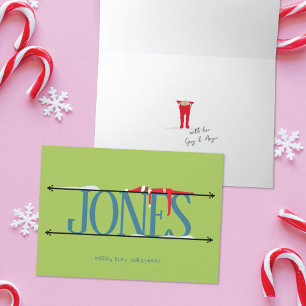 Elf Shenanigans Name Sign Teal & Green Folded Card