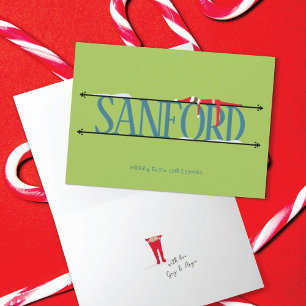 Elf Shenanigans Name Sign Teal & Green Folded Card