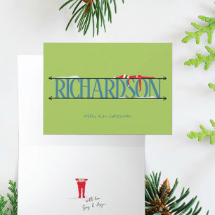 Elf Shenanigans Name Sign Teal & Green Folded Card