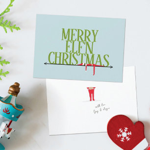 Elf Shenanigans Wrought Iron Sign Christmas Card