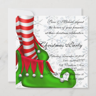 elf shoe christmas invitation