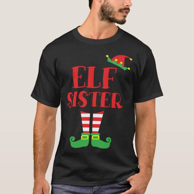Elf Sister Christmas Time Brother Sister T-Shirt (Front)