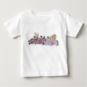 Elf Sitting in Purple Flowers Design 1 Baby T-Shirt