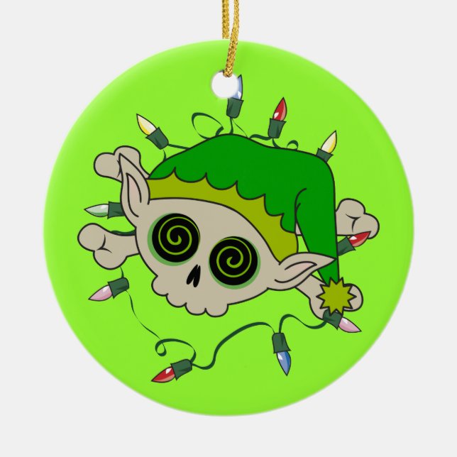 Elf Skull Ceramic Tree Decoration (Front)