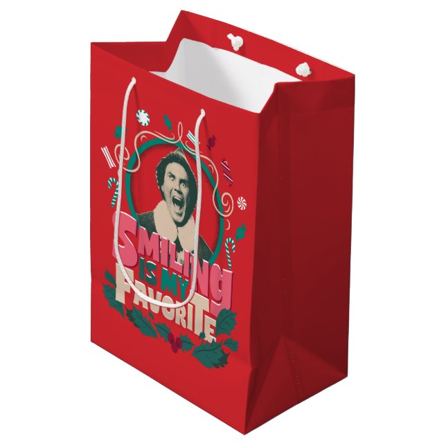 Elf - Smiling is My Favourite Medium Gift Bag (Front Angled)