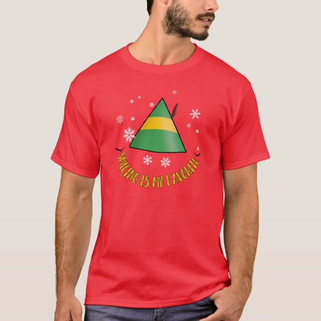 Elf Smiling Is My Favourite Men's Christmas T-Shir T-Shirt (Front)