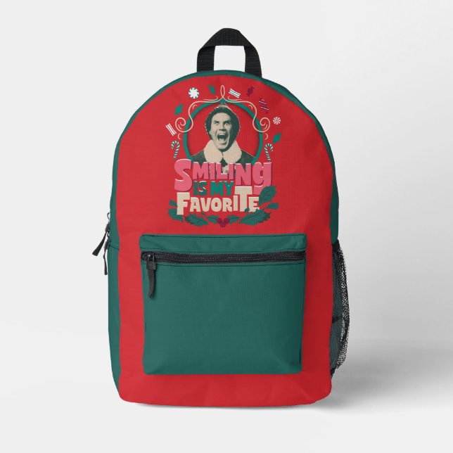 Elf - Smiling is My Favourite Printed Backpack (Front)