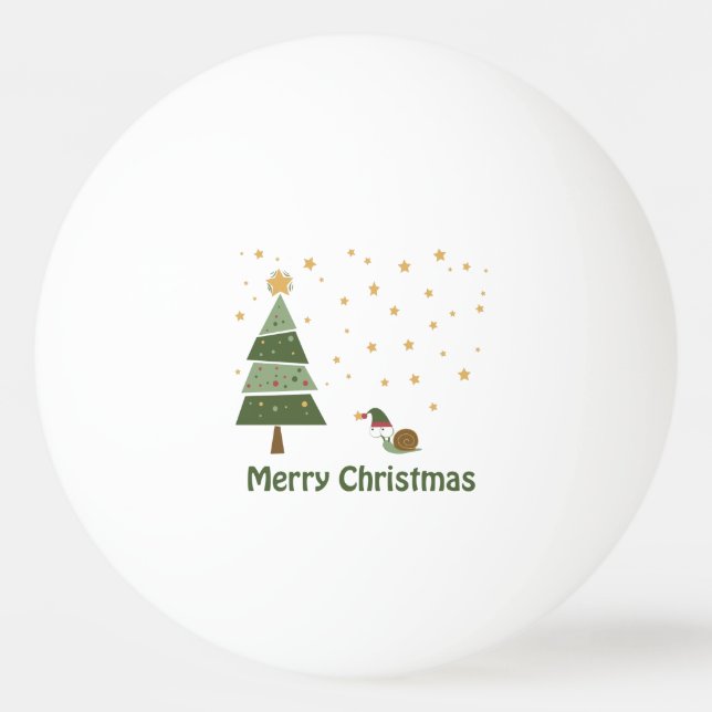 Elf Snail Christmas Scene Ping Pong Ball (Front)