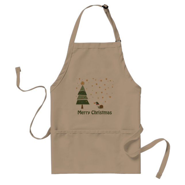 Elf Snail Christmas Scene Standard Apron (Front)