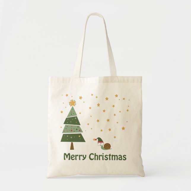 Elf Snail Christmas Scene Tote Bag (Front)