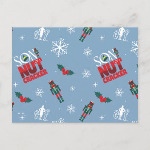 Elf "Son of a Nutcracker" Winter Pattern Holiday Postcard