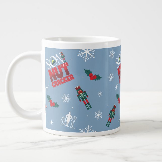 Elf "Son of a Nutcracker" Winter Pattern Large Coffee Mug (Left)