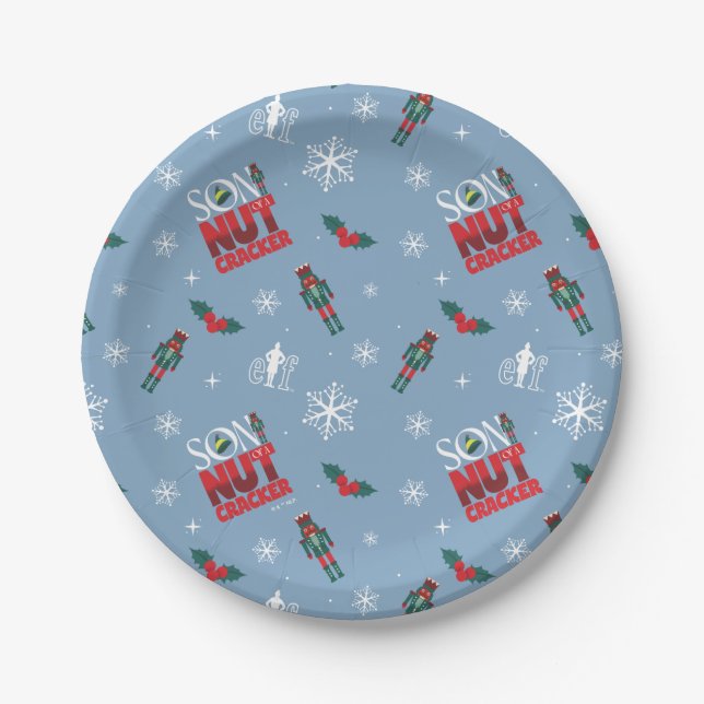 Elf "Son of a Nutcracker" Winter Pattern Paper Plate (Front)