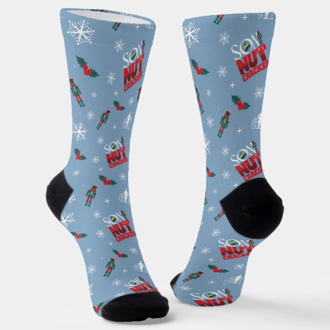 Elf "Son of a Nutcracker" Winter Pattern Socks (Angled)