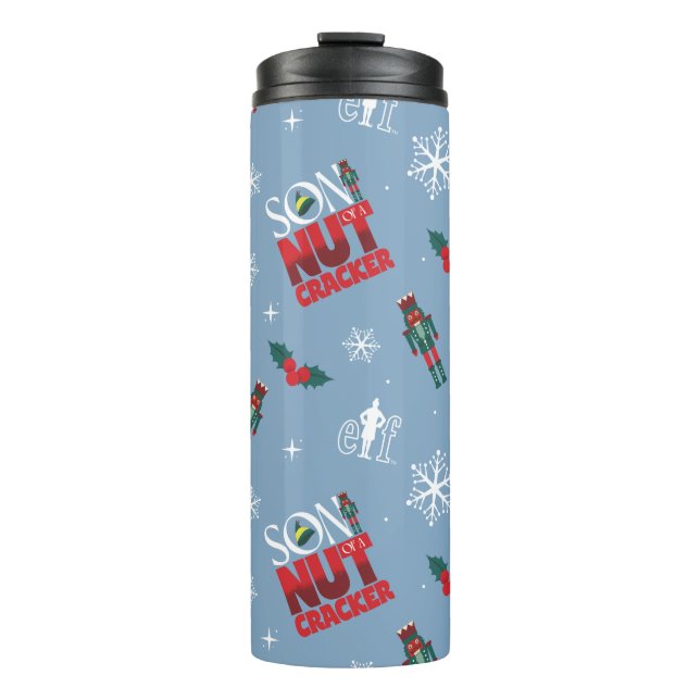 Elf "Son of a Nutcracker" Winter Pattern Thermal Tumbler (Front)