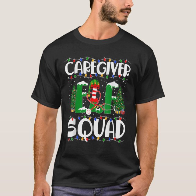 Elf Squad Caregiver Nurse Christmas Matching Famil T-Shirt (Front)