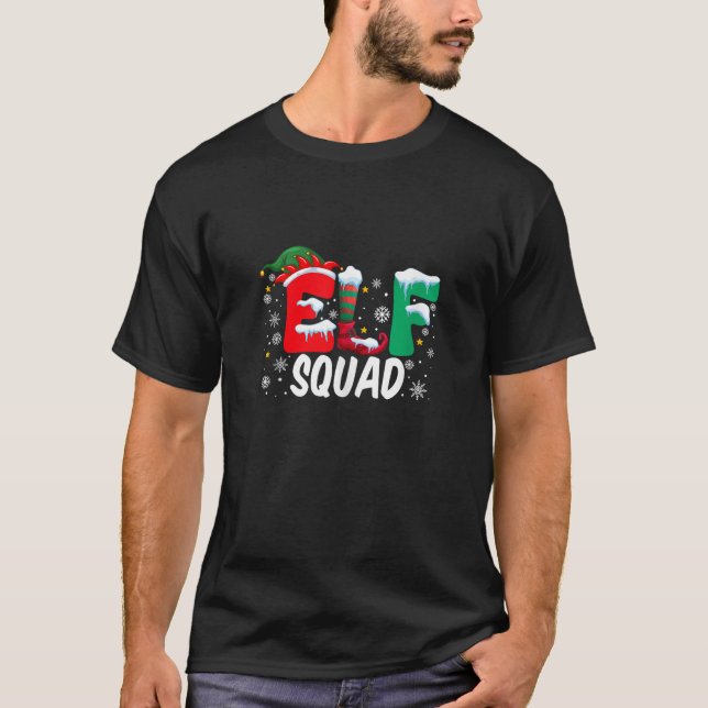 Elf Squad Christmas Family Group Matching Pajama E T-Shirt (Front)