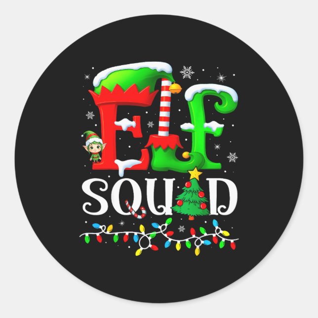 Elf Squad Christmas Family Matching Pajamas Elf Bo Classic Round Sticker (Front)