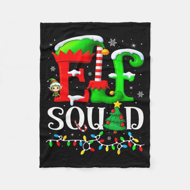 Elf Squad Christmas Family Matching Pajamas Elf Bo Fleece Blanket (Front)