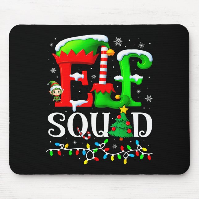 Elf Squad Christmas Family Matching Pajamas Elf Bo Mouse Mat (Front)