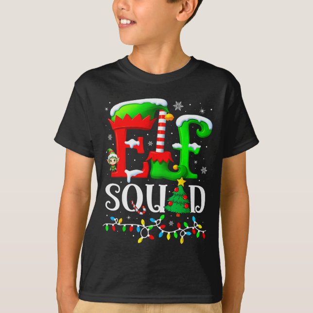 Elf Squad Christmas Family Matching Pajamas Elf Bo T-Shirt (Front)