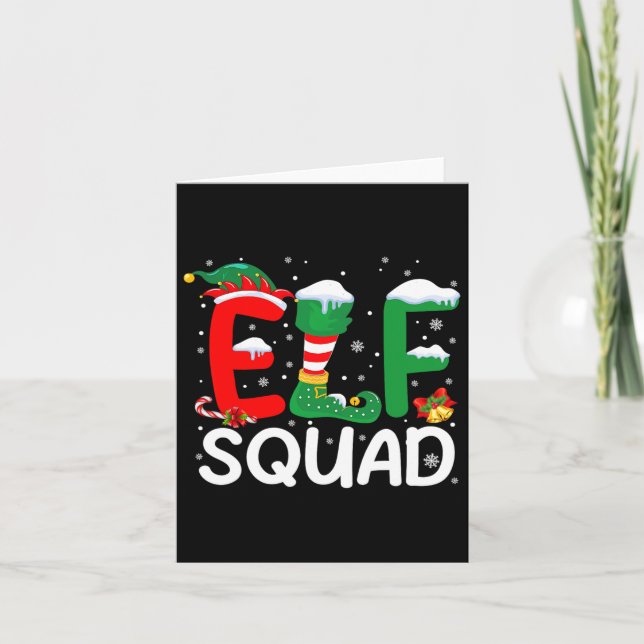 Elf Squad Christmas Family Matching Pyjamas Kids F Card (Front)