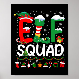 Elf Squad Christmas Family Matching Pyjamas Kids F Poster