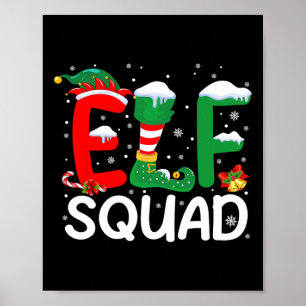 Elf Squad Christmas Family Matching Pyjamas Kids F Poster