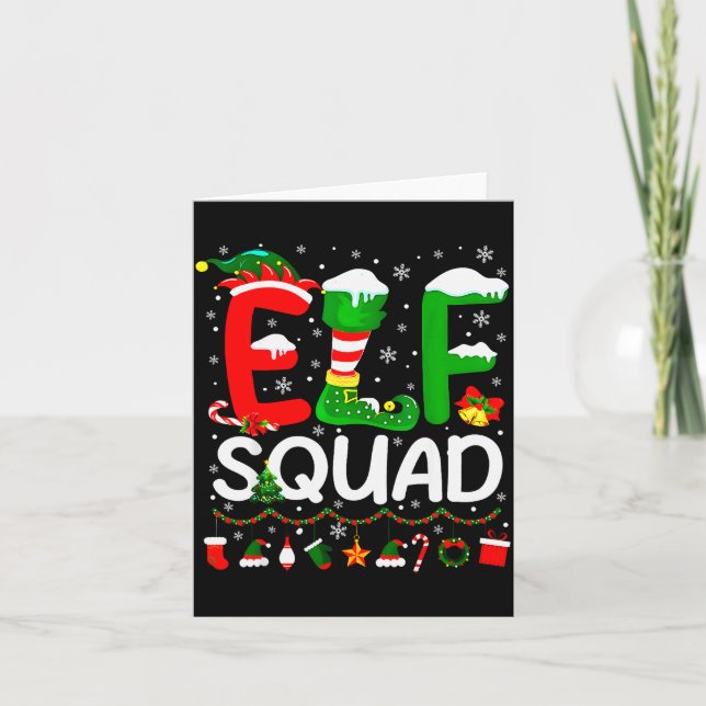 Elf Squad Christmas Family Matching Xmas Elf Pajam Card (Front)