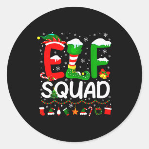 Elf Squad Christmas Family Matching Xmas Elf Pajam Classic Round Sticker