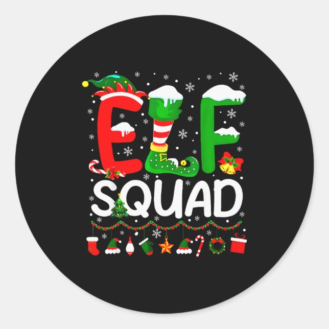 Elf Squad Christmas Family Matching Xmas Elf Pajam Classic Round Sticker (Front)