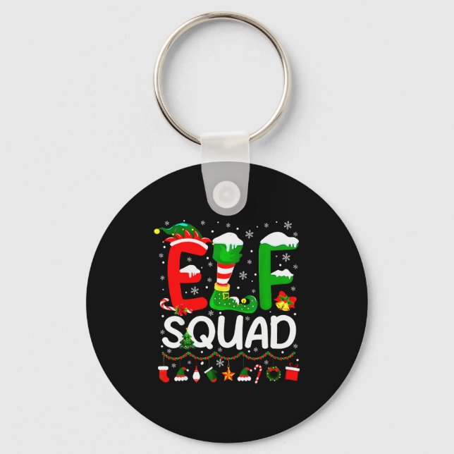Elf Squad Christmas Family Matching Xmas Elf Pajam Key Ring (Front)