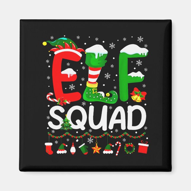 Elf Squad Christmas Family Matching Xmas Elf Pajam Magnet (Front)