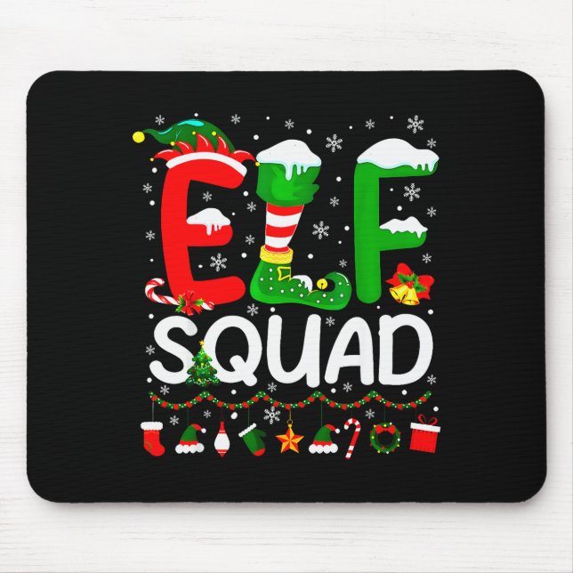 Elf Squad Christmas Family Matching Xmas Elf Pajam Mouse Mat (Front)