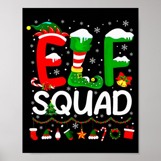 Elf Squad Christmas Family Matching Xmas Elf Pajam Poster (Front)