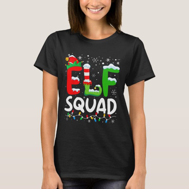 Elf Squad Christmas Family Matching Xmas Elf Pajam T-Shirt (Front)