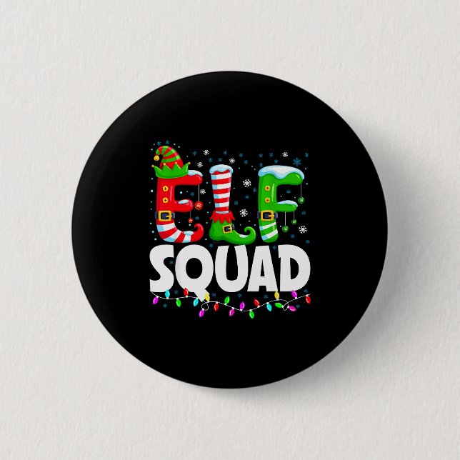 Elf Squad Christmas Family Matching Xmas Pajamas  6 Cm Round Badge (Front)