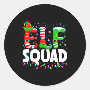 Elf Squad Christmas Family Matching Xmas Pajamas  Classic Round Sticker