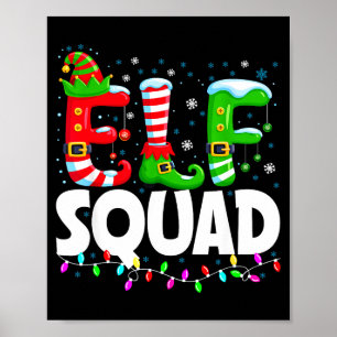 Elf Squad Christmas Family Matching Xmas Pajamas  Poster