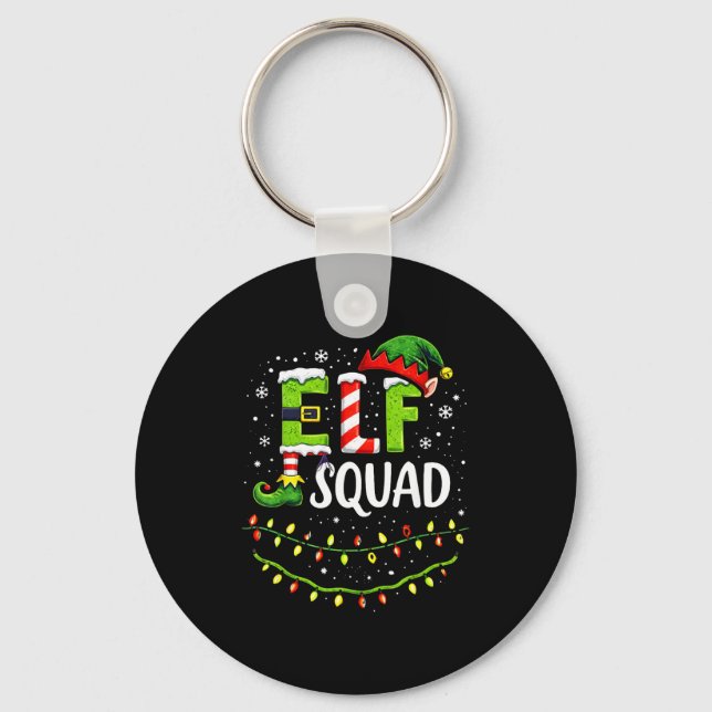 Elf Squad Christmas Lights Matching Holiday Crew  Key Ring (Front)