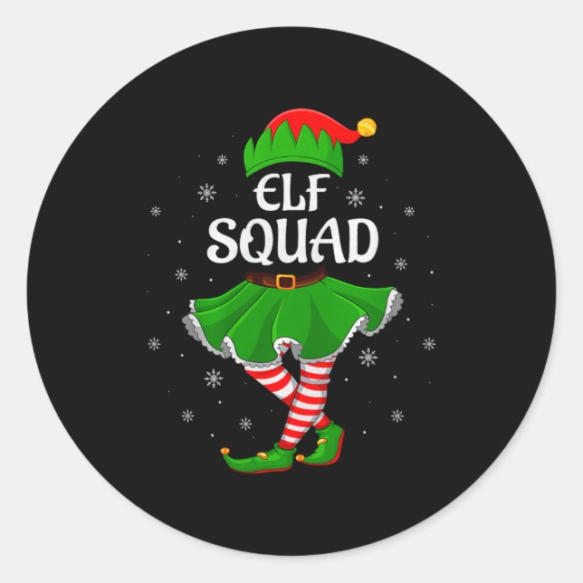 Elf Squad Christmas Matching Family Girls Women El Classic Round Sticker (Front)
