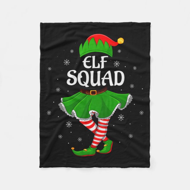 Elf Squad Christmas Matching Family Girls Women El Fleece Blanket (Front)