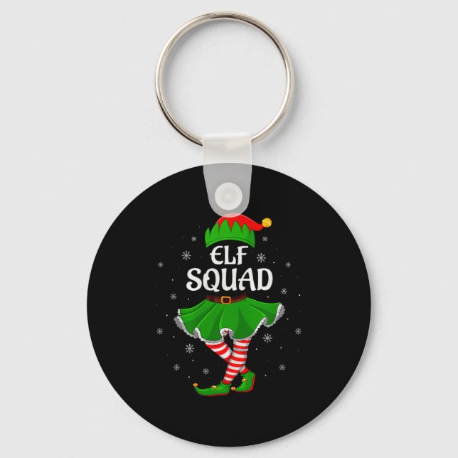 Elf Squad Christmas Matching Family Girls Women El Key Ring (Front)