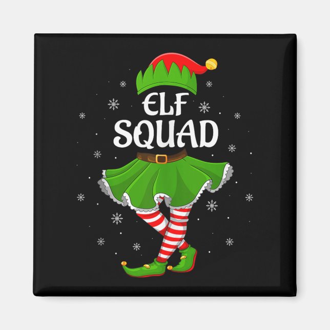 Elf Squad Christmas Matching Family Girls Women El Magnet (Front)