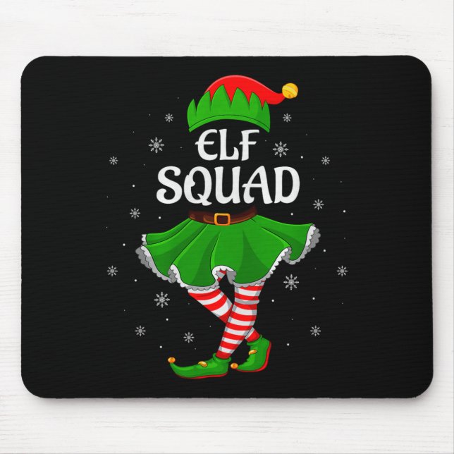 Elf Squad Christmas Matching Family Girls Women El Mouse Mat (Front)