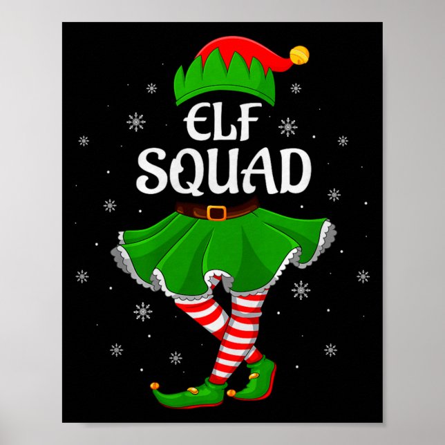 Elf Squad Christmas Matching Family Girls Women El Poster (Front)